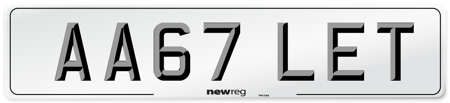 AA67 LET Number Plate from New Reg
